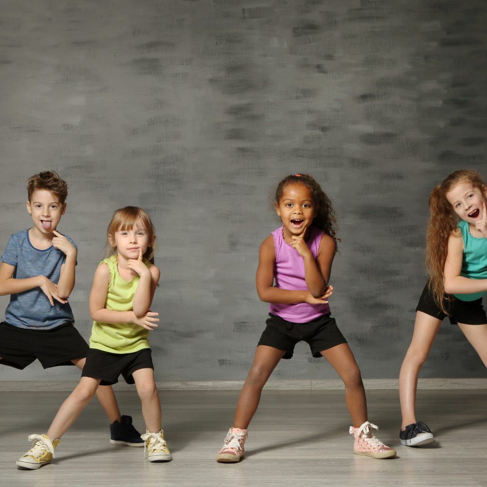 Cute funny children in dance studio
